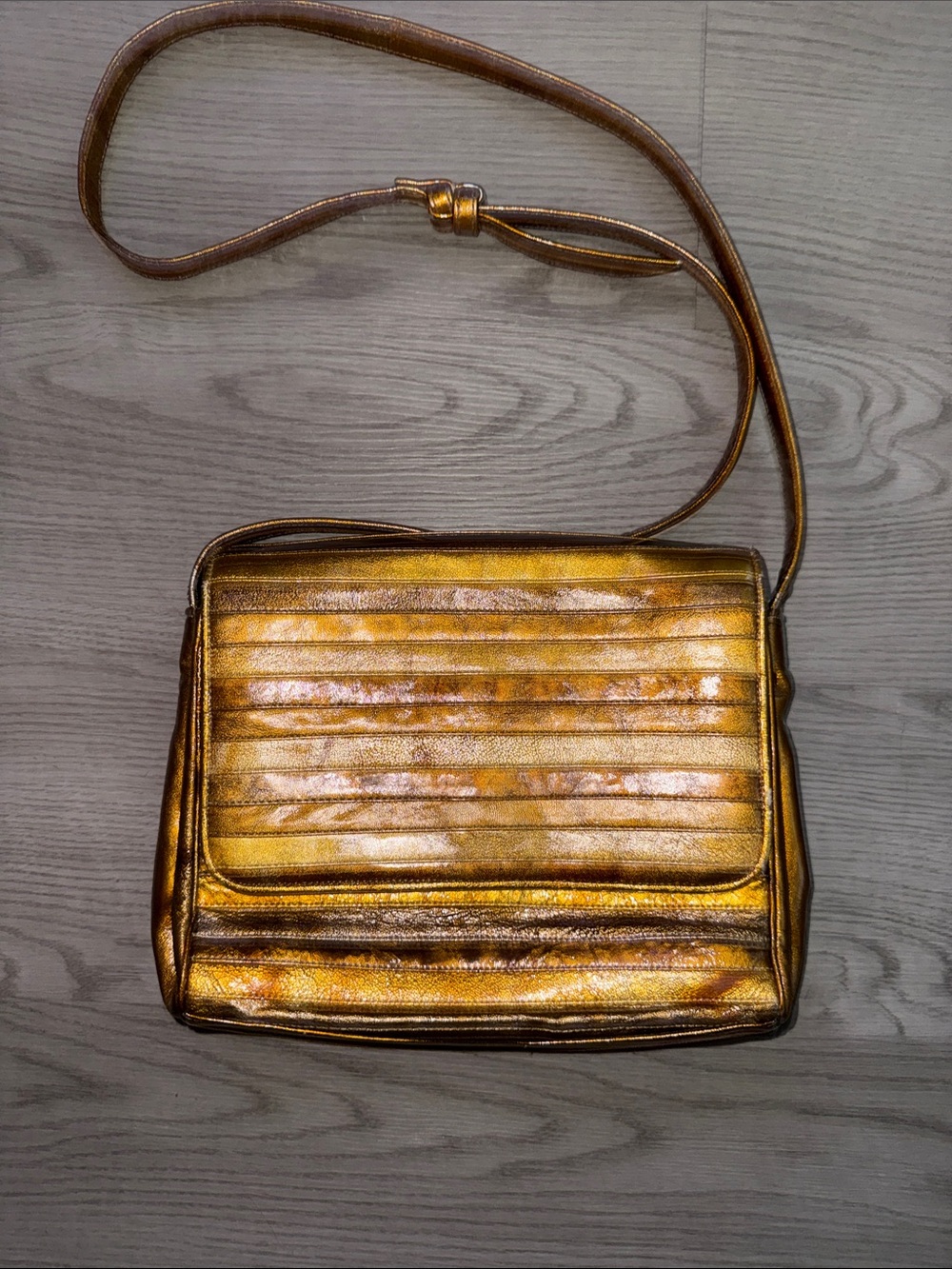 Sharif Metallic Gold patchwork Crossbody Shoulder Bag